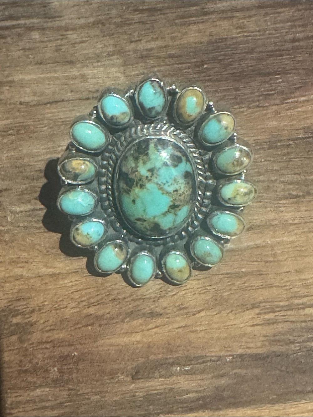 Black jack turquoise Cluster Statement Ring